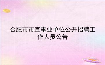 合肥市2019年市直事业单位公开招聘工作人员公告
