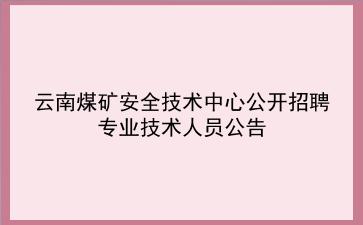 2019年云南煤矿安全技术中心公开招聘专业技术人员公告