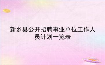 新乡县2020年公开招聘事业单位工作人员计划一览表