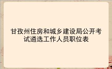 甘孜州住房和城乡建设局2020年公开考试遴选工作人员职位表 甘孜州住房和城乡建设局2020年公开考试遴选工作人员职位表