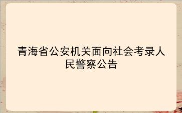 青海省2019年公安机关面向社会考录人民警察公告
