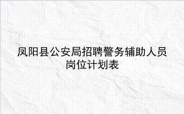 凤阳县公安局2020年招聘警务辅助人员岗位计划表