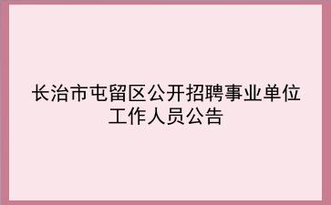 长治市屯留区2020年公开招聘事业单位工作人员公告