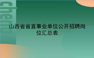 山西省省直事业单位2020年公开招聘岗位汇总表 山西省省直事业单位2020年公开招聘岗位汇总表